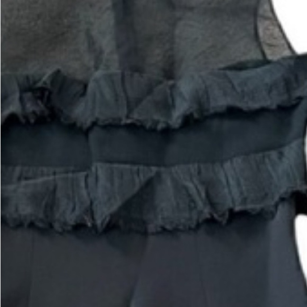 Designer Dress by Carolina Herrera Black Sleeveless Ruffled  Chiffon Dress - Picture 9 of 10